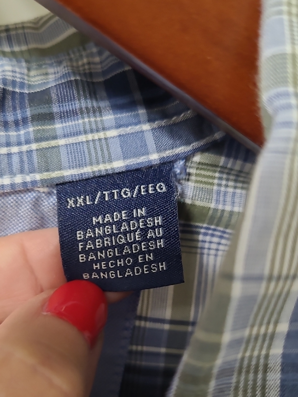 Men's Green and Blue Plaid Chaps Button Down - Picture 3 of 6